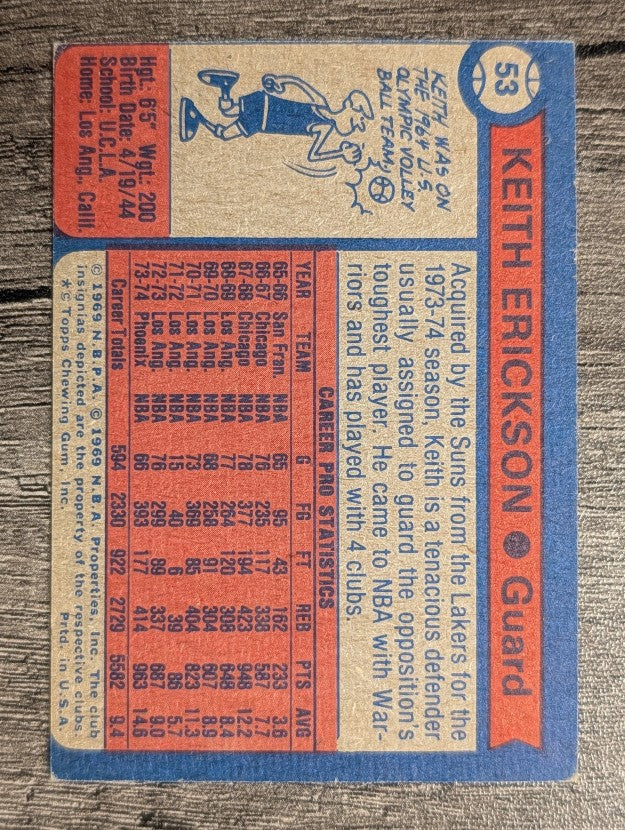 1974-75 Topps #53 Keith Erickson (VGEX)