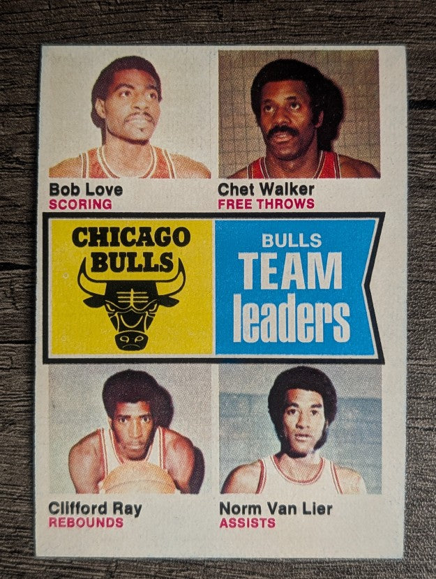 1974-75 Topps #84 Bob Love/Chet Walker/Clifford Ray/Norm Van Lier TL (EX)