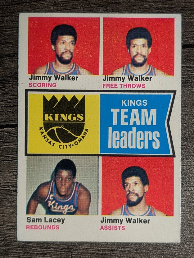 1974-75 Topps #89 Jimmy Walker/Jimmy Walker/Sam Lacey/Jimmy Walker TL (VGEX)