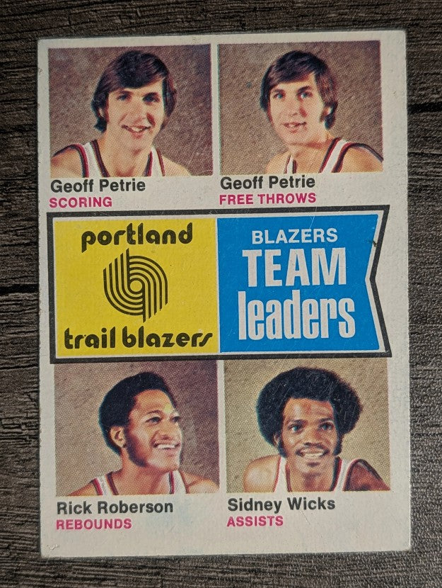 1974-75 Topps #96 Geoff Petrie/Geoff Petrie/Rick Roberson/Sidney Wicks TL (VGEX)