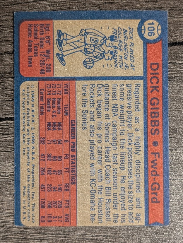 1974-75 Topps #106 Dick Gibbs (EX)