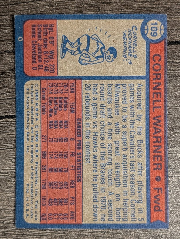 1974-75 Topps #109 Cornell Warner (EXMT)