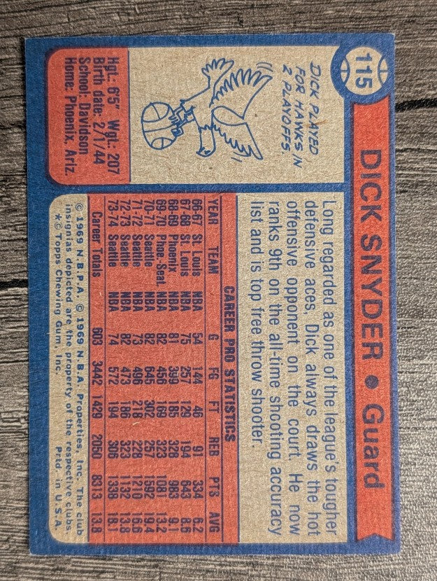 1974-75 Topps #115 Dick Snyder (EX)