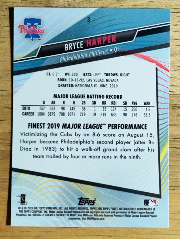 2020 Finest #3 Bryce Harper