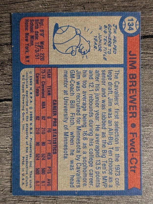 1974-75 Topps #134 Jim Brewer RC (EX)