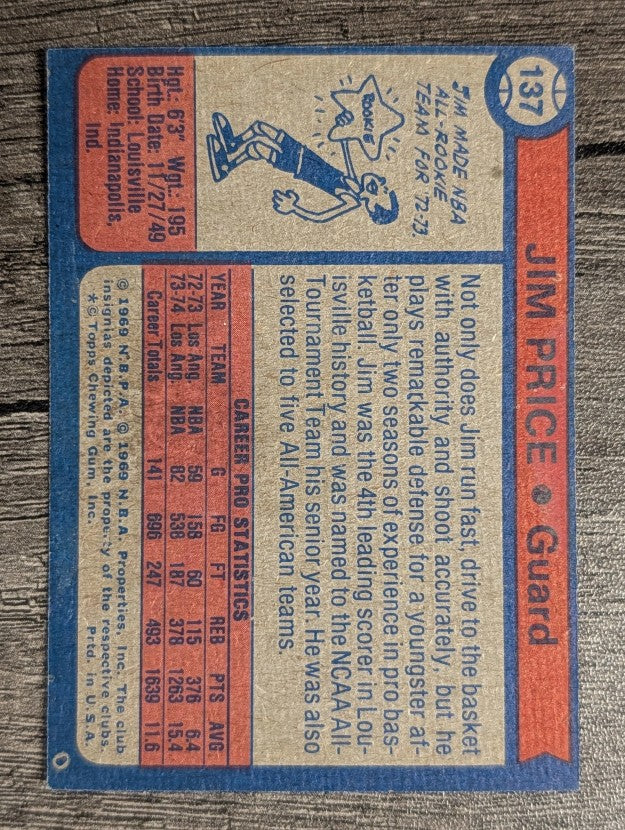 1974-75 Topps #137 Jim Price (EX)