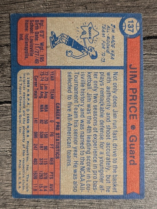1974-75 Topps #137 Jim Price (EX)