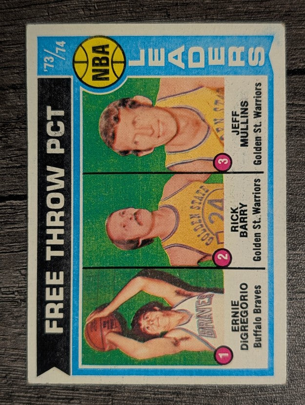1974-75 Topps #147 Ernie DiGregorio/Rick Barry/Jeff Mullins LL (EX)