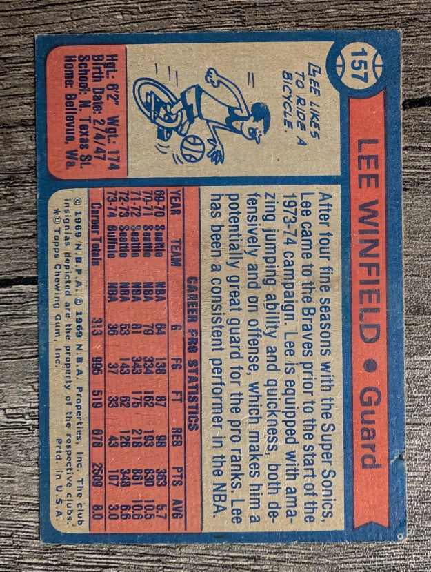 1974-75 Topps #157 Lee Winfield (VGEX)
