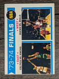 1974-75 Topps #163 NBA Division Finals/Celts over Knicks/Bucks sweep Bulls (EX)