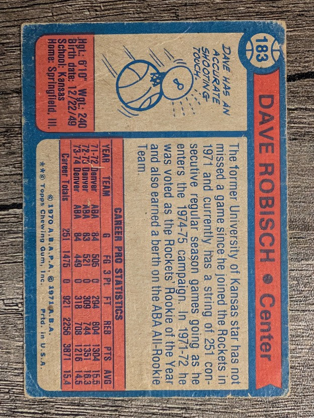 1974-75 Topps #183 Dave Robisch (POOR)