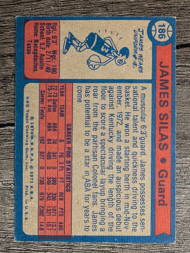 1974-75 Topps #186 James Silas RC (EX)