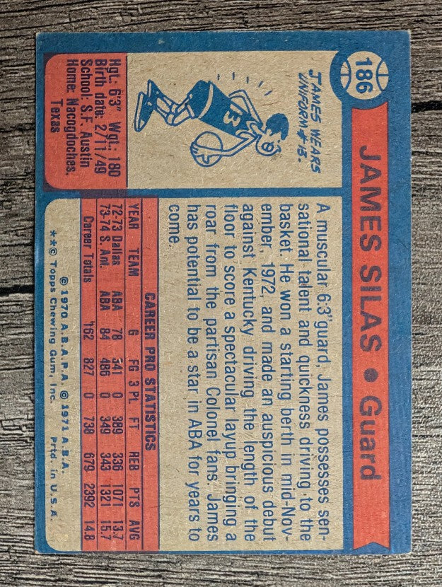 1974-75 Topps #186 James Silas RC (VGEX)