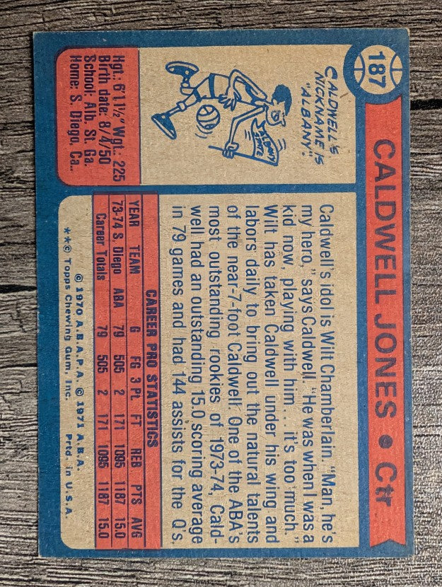 1974-75 Topps #187 Caldwell Jones RC (EX)