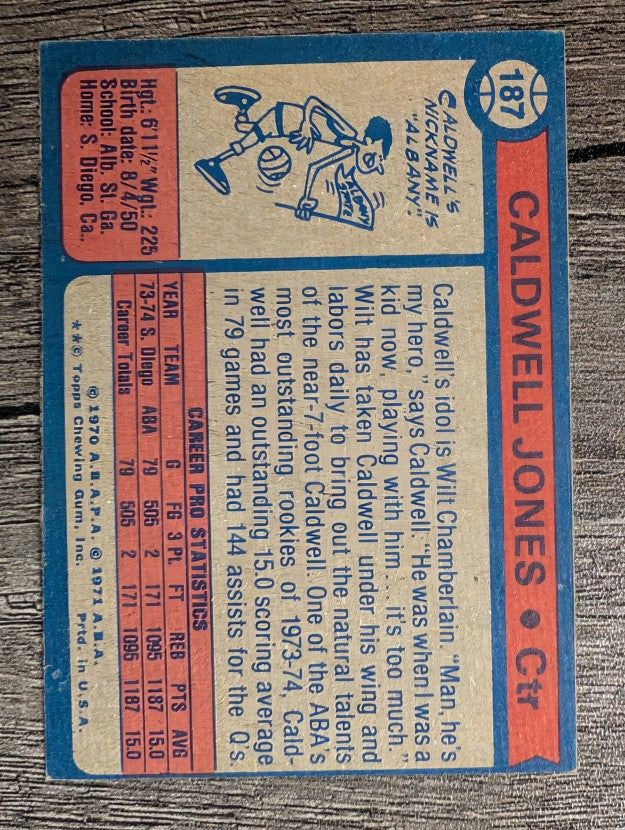 1974-75 Topps #187 Caldwell Jones RC (EX)