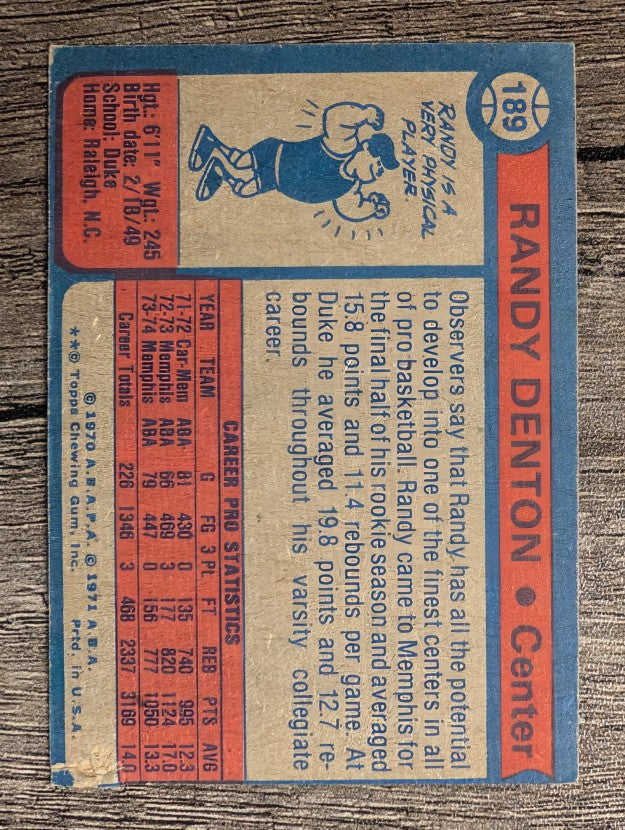 1974-75 Topps #189 Randy Denton (VG)