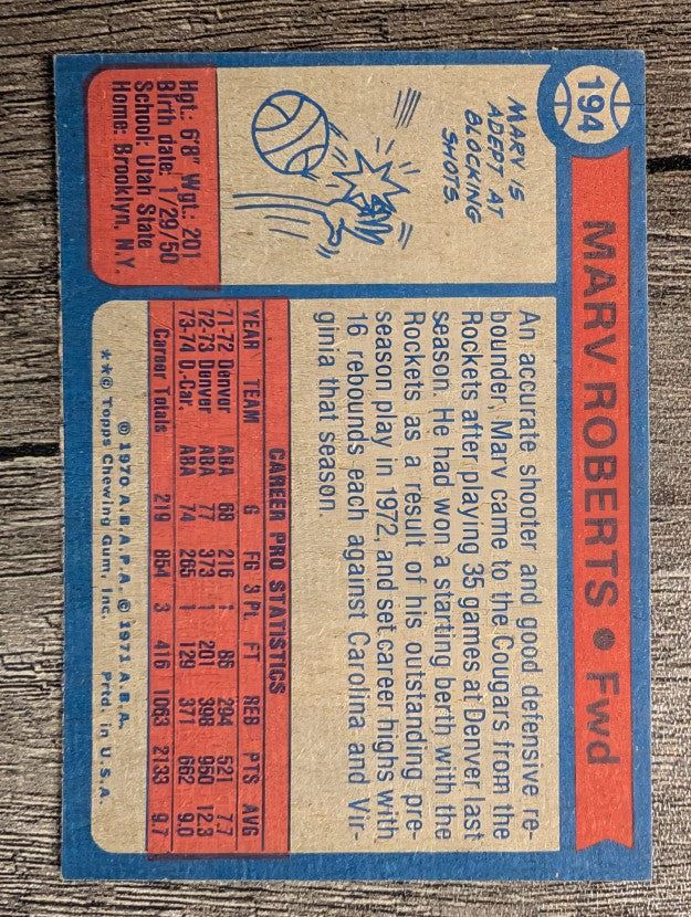 1974-75 Topps #194 Marv Roberts (EXMT)