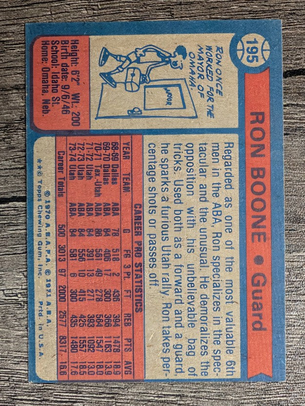 1974-75 Topps #195 Ron Boone AS2 (EXMT)