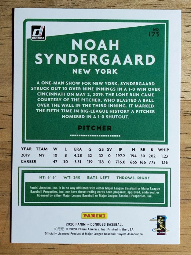 2020 Donruss Yellow #173 Noah Syndergaard