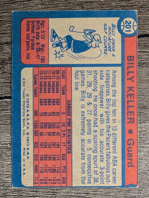 1974-75 Topps #201 Billy Keller (VGEX)