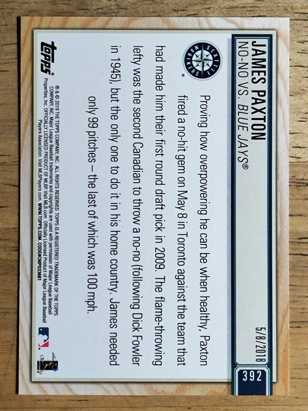 2019 Topps Big League Rainbow Foil #392 James Paxton