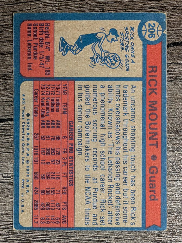1974-75 Topps #206 Rick Mount (VGEX)