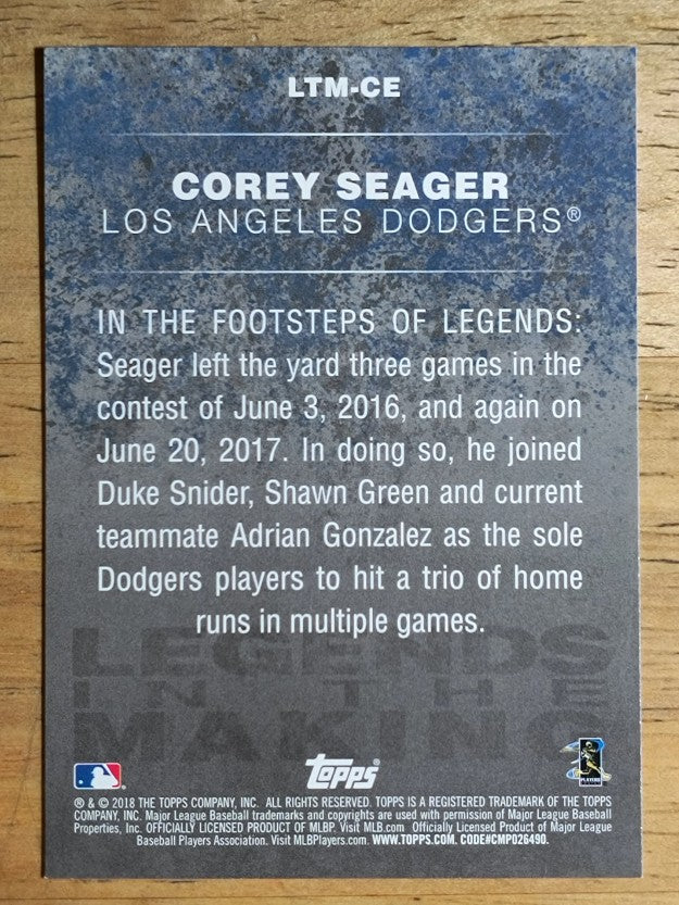 2018 Topps Legends in the Making #LTMCE Corey Seager