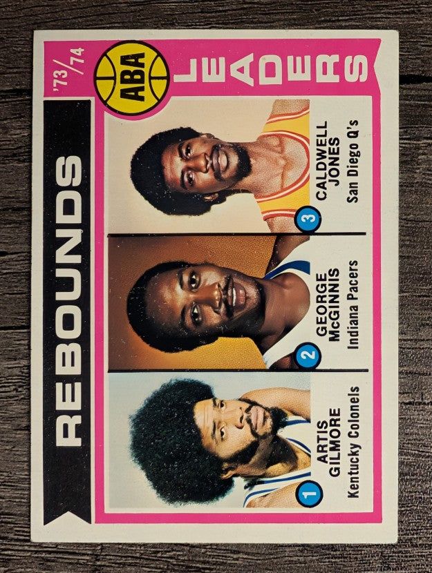 1974-75 Topps #211 Artis Gilmore/George McGinnis/Caldwell Jones LL (EXMT)