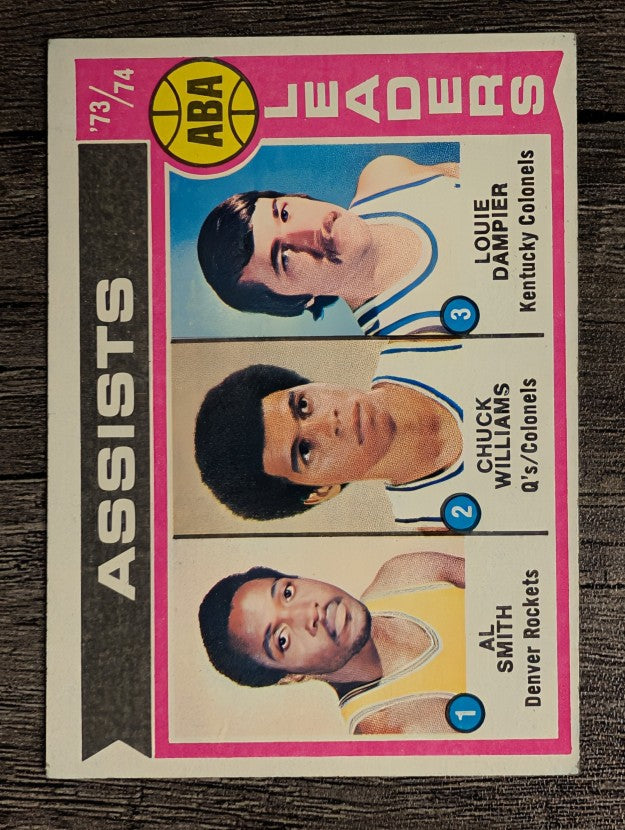 1974-75 Topps #212 Al Smith/Chuck Williams/Louie Dampier LL (EX)