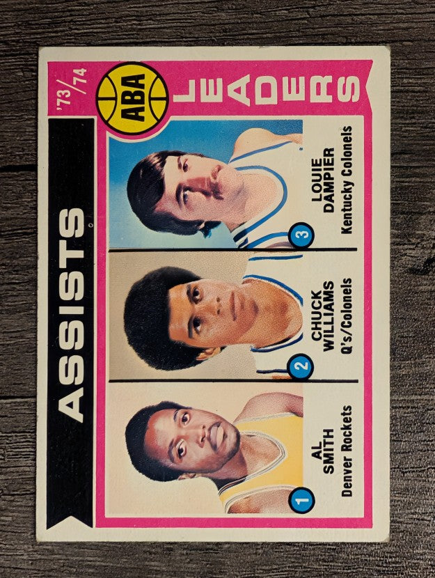 1974-75 Topps #212 Al Smith/Chuck Williams/Louie Dampier LL (EX)