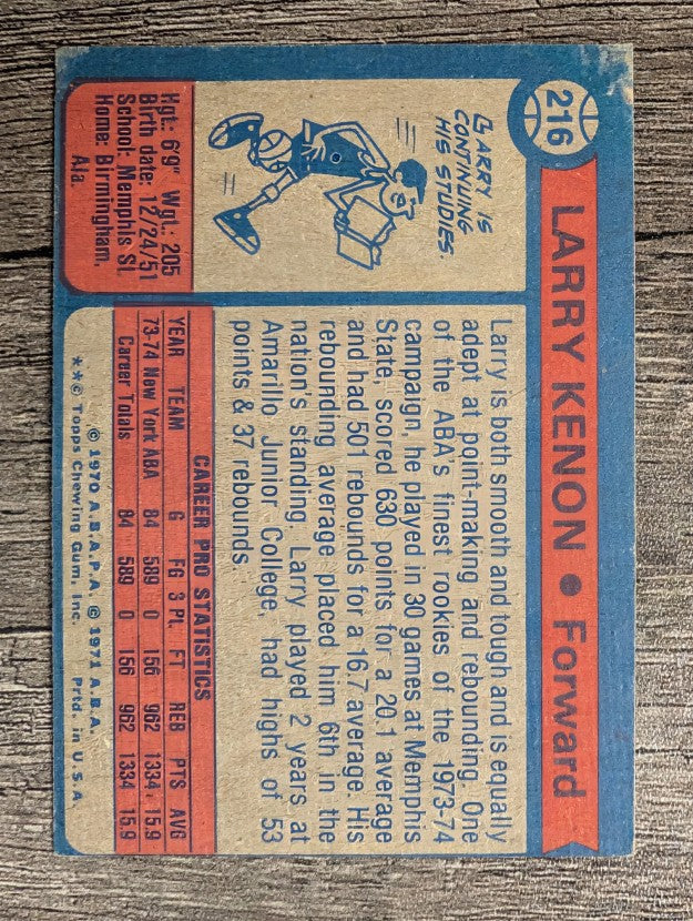 1974-75 Topps #216 Larry Kenon RC (VGEX)