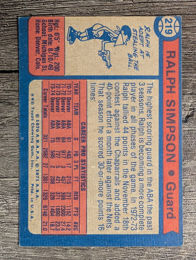 1974-75 Topps #219 Ralph Simpson (EX)
