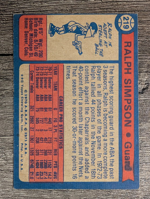 1974-75 Topps #219 Ralph Simpson (EXMT)