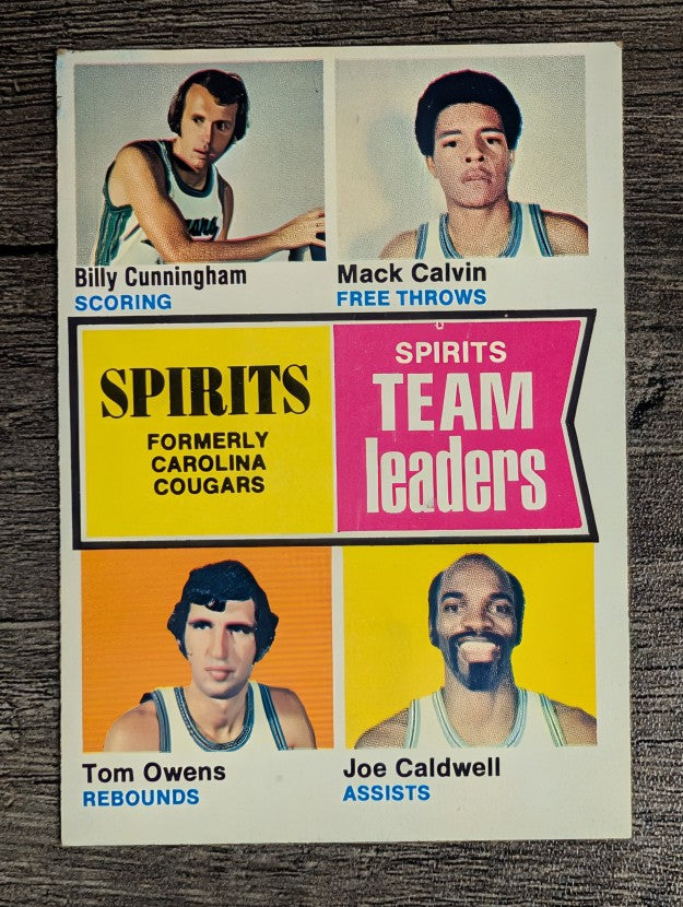 1974-75 Topps #221 Billy Cunningham/Mack Calvin/Tom Owens/Joe Caldwell TL (VGEX)