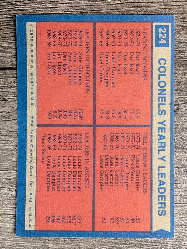 1974-75 Topps #224 Dan Issel/Louie Dampier/Artis Gilmore/Louie Dampier TL (EXMT)