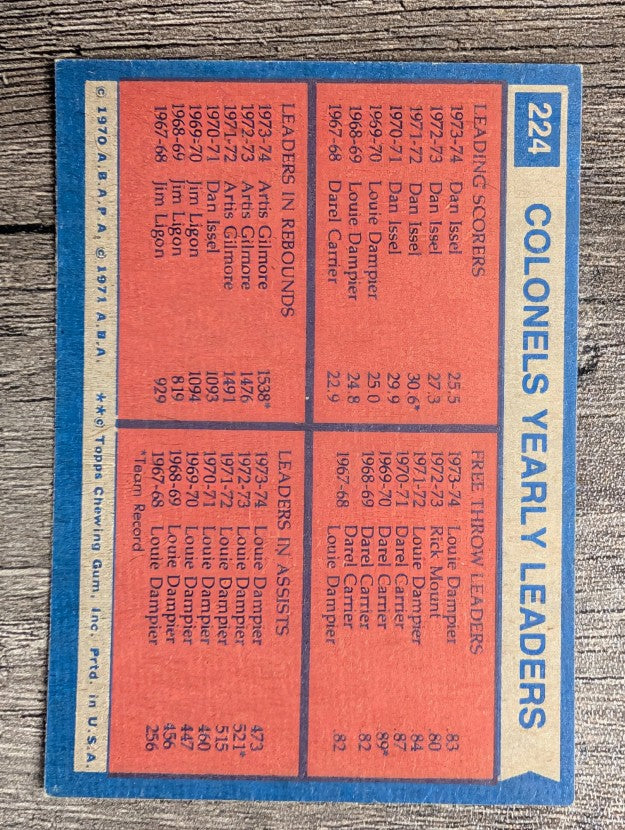 1974-75 Topps #224 Dan Issel/Louie Dampier/Artis Gilmore/Louie Dampier TL (EXMT)