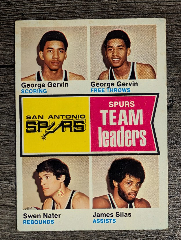 1974-75 Topps #227 George Gervin/George Gervin/Swen Nater/James Silas TL (VGEX)