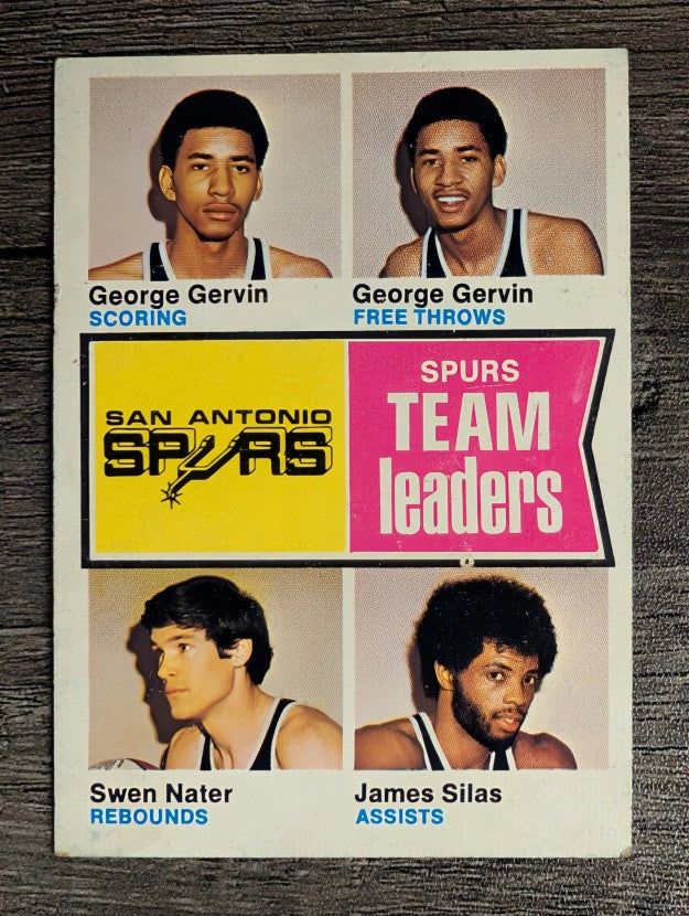 1974-75 Topps #227 George Gervin/George Gervin/Swen Nater/James Silas TL (VGEX)