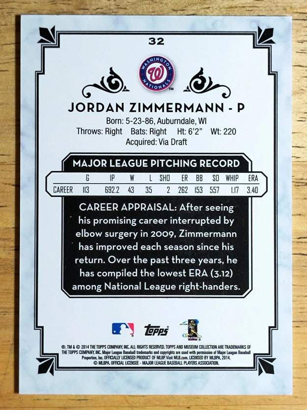 2014 Topps Museum Collection Green #32 Jordan Zimmermann