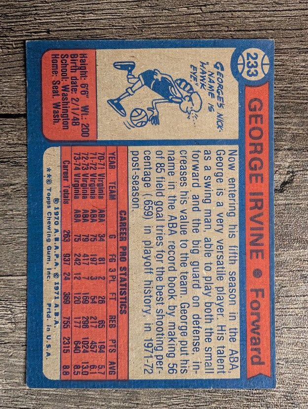 1974-75 Topps #233 George Irvine (EXMT)