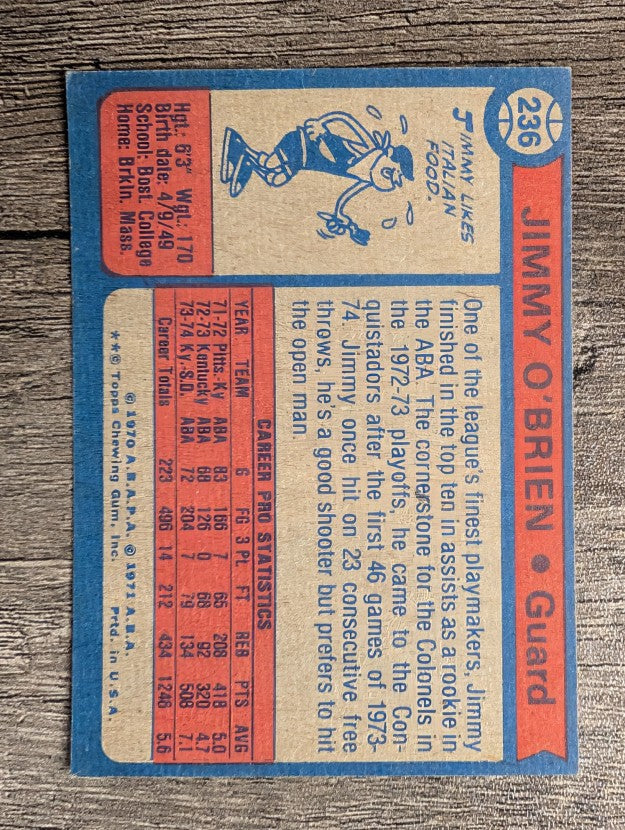 1974-75 Topps #236 Jimmy O'Brien (EXMT)