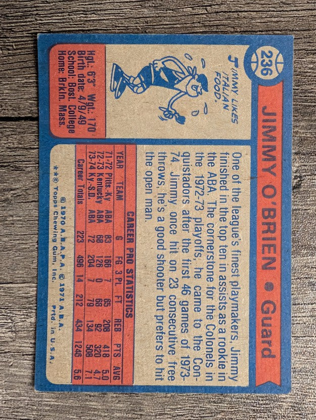 1974-75 Topps #236 Jimmy O'Brien (EXMT)