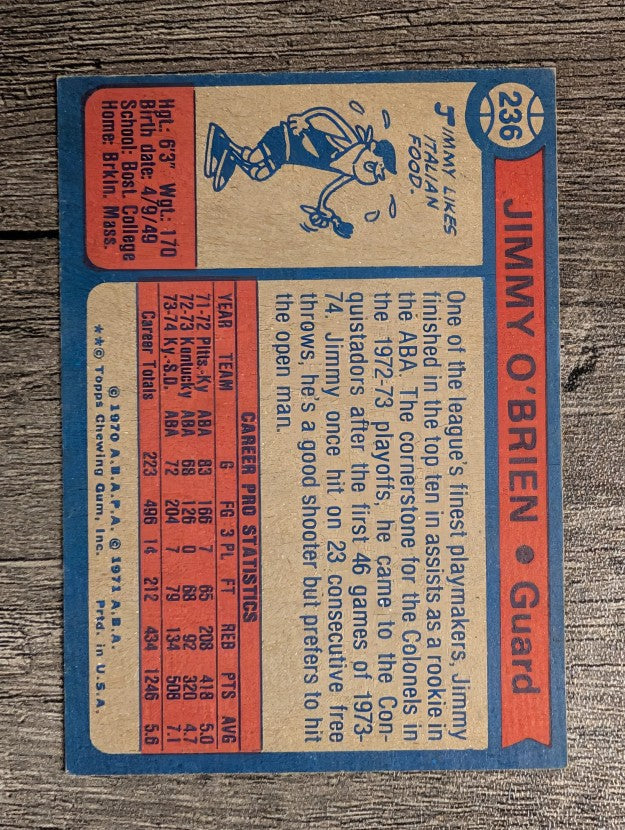 1974-75 Topps #236 Jimmy O'Brien (EX)
