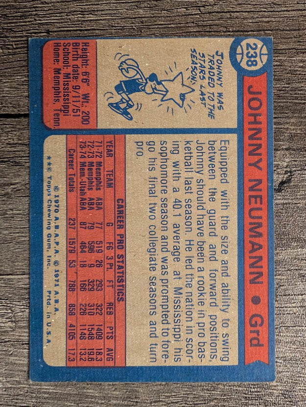 1974-75 Topps #238 Johnny Neumann (VGEX)