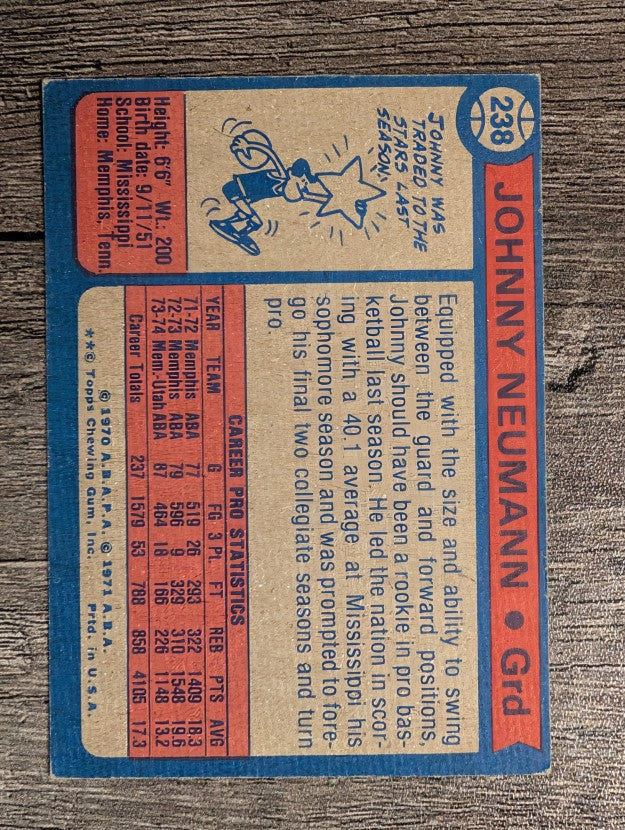 1974-75 Topps #238 Johnny Neumann (VGEX)