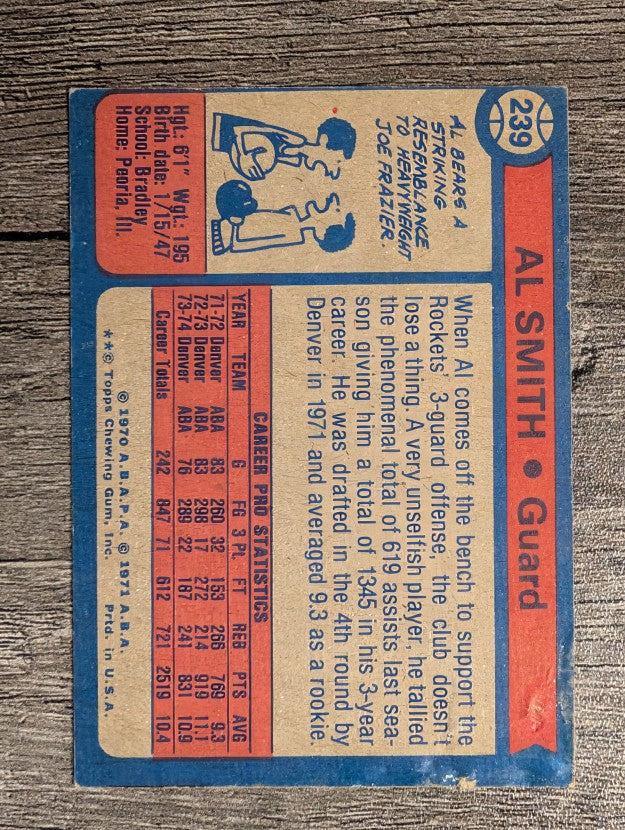 1974-75 Topps #239 Al Smith (GOOD)