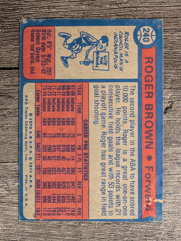 1974-75 Topps #240 Roger Brown (POOR)