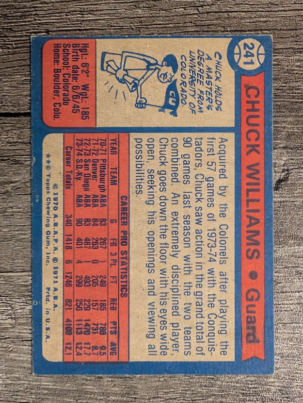 1974-75 Topps #241 Chuck Williams (EX)