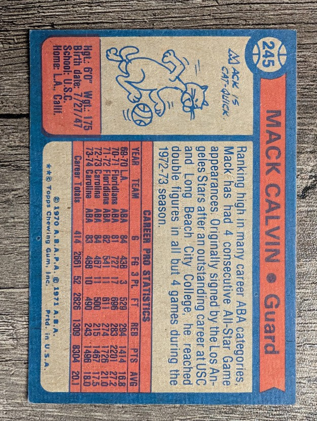 1974-75 Topps #245 Mack Calvin AS1 (EXMT)