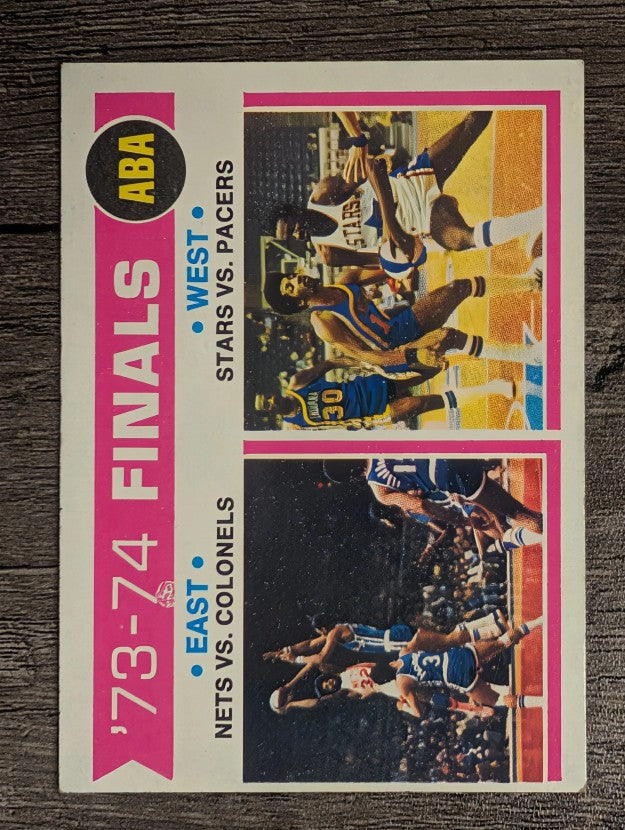 1974-75 Topps #248 ABA Div. Finals/Nets sweep Colonels/Stars edge Pacers (EX)